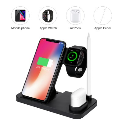 4-in-1 2020 Hot Sale 10 W Wireless Charger for Mobile Phone/ Apple Watch/ Apple Pen/ Earphone